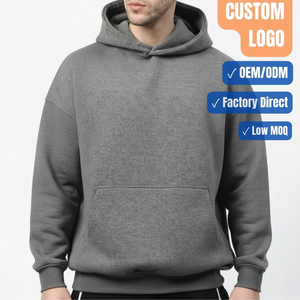 Sweat-shirt à capuche en molleton 100 % coton épais pour homme avec logo personnalisé et poche, idéal pour l'automne - Product Image 1