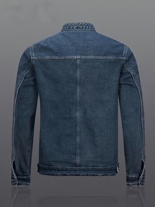 100% Cotton Denim <b>Jackets</b> Men Casual Solid Color Pocket Thin <b>Jacket</b> Style High Quality Clothing Denim Slim Fit Autumn Wear - Product Image 2