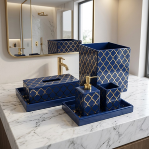 Premium Glass Bathroom Accessories Set Designer Edition | Soap Dispenser, <b>Toothbrush</b> <b>Holder</b>, Tumbler & Tray | Modern Bathroom - Product Image 2