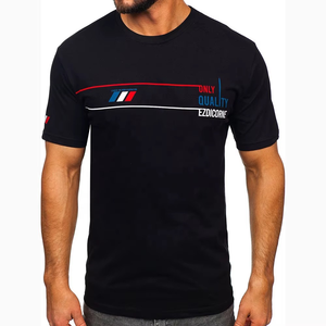 T-shirt EZDICORNE pour homme, noir, manches courtes, col rond, coupe classique, en jersey de coton, décontracté, imprimé lettres, respirant, logo frontal - Product Image 4