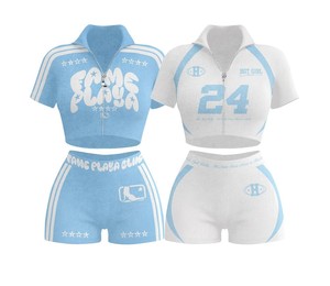 Ensemble 2 pièces loungewear pour femme 2026 Designer TAHAD : Veste à demi-zip à manches courtes et short, personnalisable avec logo - Product Image 5