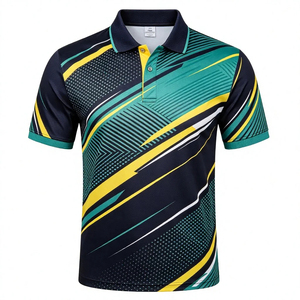 Polo de Manga Corta para Hombre, Estampado Geométrico Azul y Blanco, Tejido Transpirable, Estilo Casual, Corte Regular - Product Image 5