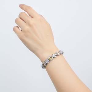 Pulsera de Plata 925 Plateada en Platino de Lujo con Circonitas de Corte Geométrico, Estilo Cadena, para Mujer, Joyería de Boda - Product Image 2