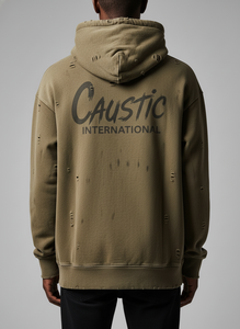 Sudadera con capucha de doble capa OEM Streetwear, estilo vintage, lavado ácido, dobladillo sin rematar, algodón, oversize, hip-hop, personalizada para hombre - Product Image 4