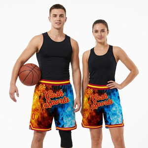 Shorts de sublimation personnalisés, motif flamme 3D, streetwear décontracté, nom personnalisé, fournisseur de shorts athlétiques décontractés - Product Image 1