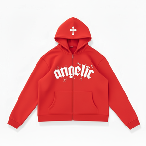 Sudaderas con Capucha para Hombre, Sudaderas con Cierre y Capucha, con Logotipo Personalizado Impreso en la Parte Delantera, de Algodón, Corte Holgado y Extra Grande - Product Image 1