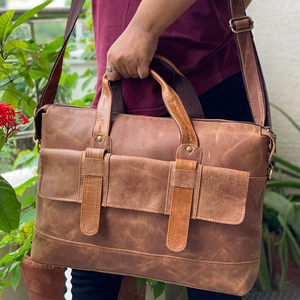 Bandolera de cuero auténtico para hombre, bolsa para ordenador portátil - Product Image 2