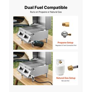 2-Burner <b>Stainless</b> <b>Steel</b> Tabletop <b>Gas</b> Grill Portable Propane <b>BBQ</b> with Built-In Thermometer Weatherproof Lid Travel Locks - Product Image 5