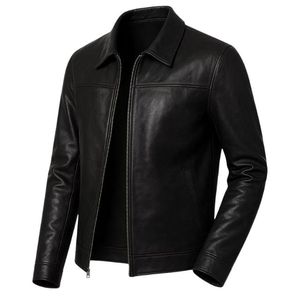 High Quality <b>Winter</b> <b>Leather</b> <b>Jackets</b> with Stand Collar Front Logo Placement Waterproof & Breathable - Product Image 3