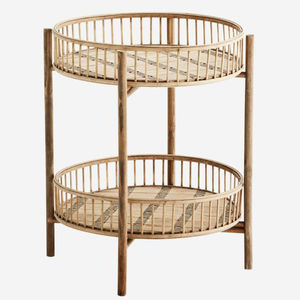 Chariot de service à 2 niveaux en rotin de qualité supérieure pour boissons et nourriture, pour la maison et l'hôtel, en provenance d'Inde, à un prix impressionnant - Product Image 1