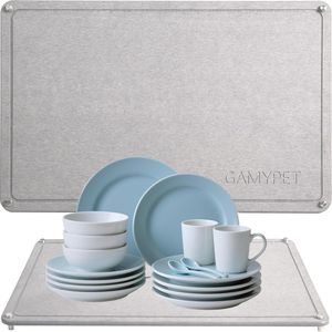 Tappetino grande 60x40 cm in pietra per asciugatura piatti, tappetino rapido in terra diatomacea per piatti, tappetini in acciaio inossidabile per piano cucina - Product Image 1