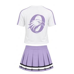 Ensemble uniforme de cheerleading lavande blanc : Haut à manches courtes et jupe plissée – Tenue de sport athlétique pour entraînement et performance - Product Image 2