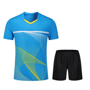Vente en gros de t-shirts de badminton à séchage rapide pour femmes et hommes, maillots de tennis de table, vêtements de sport personnalisés sublimés, maillot de tennis - Product Image 1