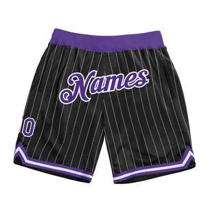 Shorts de basket personnalisés à rayures sublimées pour hommes, shorts en mesh respirants bleu roi avec nom et numéro personnalisés, shorts de sport - Product Image 4