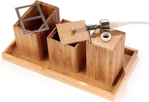 Collection limitée TIMELESS CRAFT Ensemble d'accessoires de salle de bain en bois d'acacia massif écologique en cinq pièces Plateau Distributeur de savon - Product Image 5