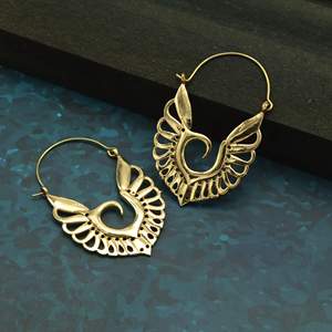 Boucles d'oreilles créoles en laiton plaqué or, style bohème, bijoux pendantes tendance pour femme - Product Image 4