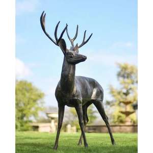 Grande sculpture de renne en bronze avec bois de cerf, décoration de Noël pour la maison, prix d'usine - Product Image 3