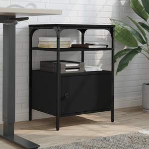 Soporte para Impresora de Madera Sintética de 3 Niveles, 19.7"x15.7"x29.9", Carro de Almacenamiento Negro - Product Image 3