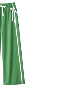 Custom Women Wide Leg Sweatpants Side Stripe High Waist Loose Fit Casual Track Pants <b>Elastic</b> Drawstring Lounge Wear OEM Supplier - Product Image 2