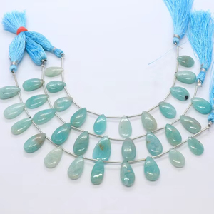 Perles en forme de poire lisses en Amazonite naturelle AAA 8x11 MM, perles de pierre précieuse Amazonite, brin de 6 pouces, perles en forme de poire lisses en Amazonite en vrac - Product Image 1