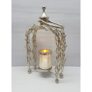 <b>Silver</b> Branch <b>Lantern</b> Candle Holder with Handle Square Home Decoration - Product Image 3