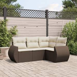 Grand ensemble de canapés de jardin modulaires en rotin PE marron, élégant et confortable - Product Image 1