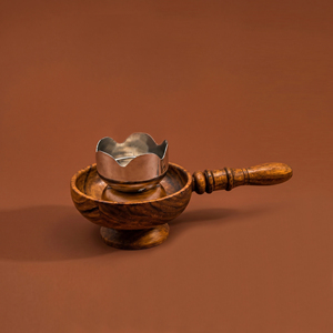 Handcrafted Portable Wooden <b>Bakhoor</b> Burner With Handle Metal Cup Pedestal Base Middle East <b>Oud</b> Incense Holder For Home Decor - Product Image 1