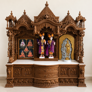 Unique Design BAPS Swaminarayan Wooden Temple Manufacturer Heavy Carved Wooden <b>Mandirs</b> Buy Solid Wood Hand Carved Pooja Ghar USA - Product Image 4