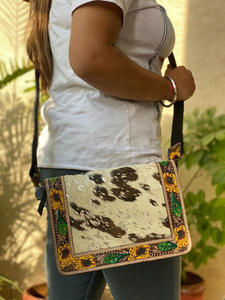 Real Handcrafted Tooled Metallic Fur <b>Leather</b> Handbag Western Women Hobo Crossbody Purse Custom Genuine <b>Leather</b> Shoulder Bag - Product Image 3