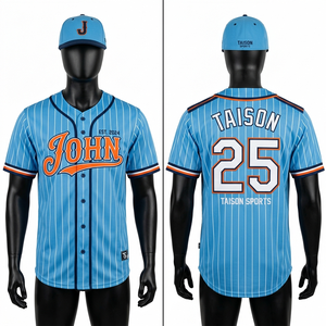 Camiseta de Béisbol para Hombre, 180 GSM, Poliéster, Verde con Rayas, Azul Marino y Dorado, Bordado Tackle Twill, Logotipo Personalizado, Cierre de Botones, Uniforme - Product Image 4