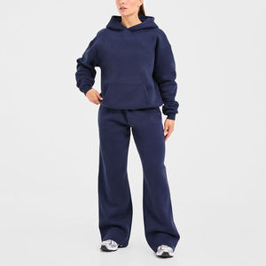 Pantalones Deportivos de Algodón Azul Marino para Mujer, Corte Holgado, Largos, Cintura Elástica, Bolsillos Laterales, Ropa Casual de Otoño - Product Image 4