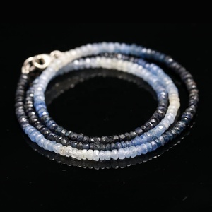 Collier en argent sterling 925 avec saphir bleu Rondelle naturelle ombragée Taille 3mm - Product Image 1