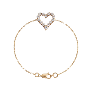 Adjustable Heart <b>Charm</b> <b>Bracelet</b> 18K <b>Gold</b> Plated Moissanite Chain Link Bangle Round Brilliant Cut Jewelry for Women - Product Image 1