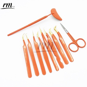 Pinzas para Pestañas RMI Personalizadas con Punta Dorada, Agarre Profesional Naranja, Precisión, Durabilidad, Antiestáticas, de Acero Inoxidable - Product Image 2