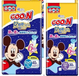 Couches jetables imprimées GOON du Japon, protection 3D contre les fuites, double couche anti-fuites latérales, tailles L XL XXL, absorption 12 heures - Product Image 1