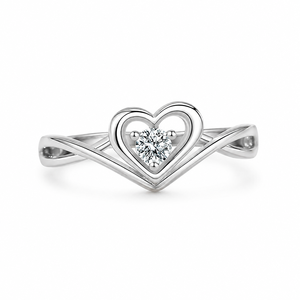 Round Cut Diamond Twist <b>Band</b> Solitaire Wedding <b>Ring</b> Heart Shape Moissanite 925 Sterling <b>Silver</b> Valentine Day <b>Ring</b> - Product Image 1