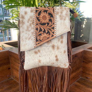 กระเป๋าถือหนังขนวัวแท้สำหรับผู้หญิง, คอลเลคชั่นใหม่กระเป๋าขอบกระเป๋าถือโบฮีเมียนแกะสลักกระเป๋าขายดี - Product Image 3