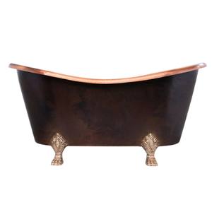 Baignoire autoportante en cuivre antique martelé à la main, design luxueux, avec robinets et poignée en laiton poli, pour hôtel et maison - Product Image 5