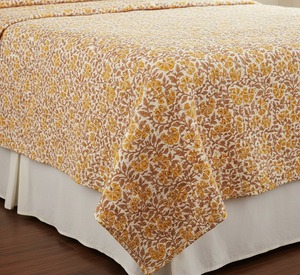 Couvre-lit Kantha en coton imprimé à la main, fabrication indienne, réversible, motif floral, écologique, style moderne, 60x90 pouces - Product Image 3