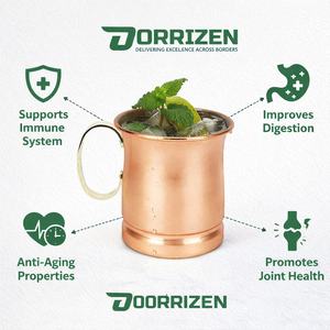 Fantásticas tazas de jugo de limón y cerveza Tazas de cobre puro de Calidad exclusiva y vidrio con asa Venta caliente Taza única Logotipo personalizado - Product Image 5