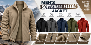 Custom Logo OEM Men's Winter Fleece Bomber <b>Jacket</b> Stand Collar Zipper <b>Waterproof</b> Casual Tactical Outdoor Warm <b>Jacket</b> - Product Image 4