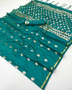 Saris en satin tissés à la main, authentiques et modernes, motifs artisanaux traditionnels, infroissables, réversibles, collection en gros - Product Image 2