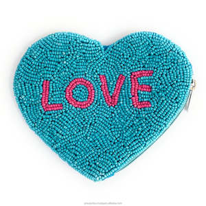 Top Seller Love Embroidery Zipper <b>Wallet</b> Rectangle Shape Beaded Coin Pouch Trendy Mini Purse Unisex Multicolor Party Natural - Product Image 2