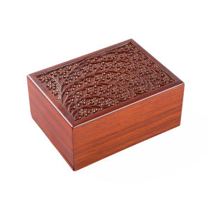 Wooden Urn Floral Carved <b>Ashes</b> <b>Keepsake</b> Box Memorial Cremation Urn Adult Flower Pattern Funeral Supply - Product Image 1