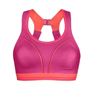 Sujetador Deportivo Rosa para Mujer con Ribete Naranja, Top de Fitness de Alta Sujeción, Diseño de Malla Transpirable - Product Image 1