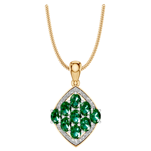 Venta caliente colgante de racimo de Esmeralda verde de lujo personalizado 14K/18K chapado en oro corte ovalado piedra preciosa diamante Halo joyería fina - Product Image 1