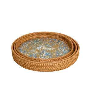 Handwoven Rattan Serving <b>Tray</b> with Colorful Mosaic Base Vietnam Wholesale - Product Image 3