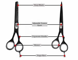 Ensemble de ciseaux de coiffure professionnels avec peigne et étui, lames en acier inoxydable, manche long, pour droitiers, pour usage en salon - Product Image 5