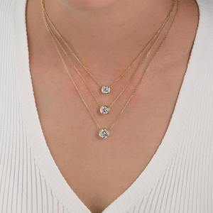 Brillante colgante de diamante cultivado en laboratorio, certificado por IGI, en oro amarillo, oro rosa, oro blanco o plata, color D E F, claridad VVS VS. - Product Image 4