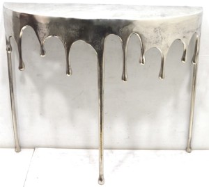 Modern Metal <b>Console</b> <b>Table</b> Glass Top Powder Coated Metal Legs Home Office Living Room Custom Size Available Easy Clean - Product Image 5